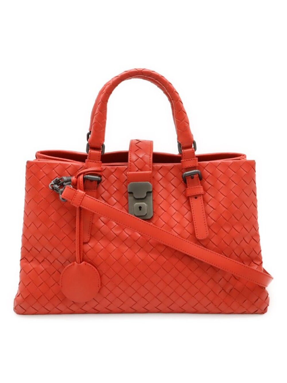 Bottega Veneta Intrecciato Small Rome Bag Handbag 2-Way Shoulder Leather Red